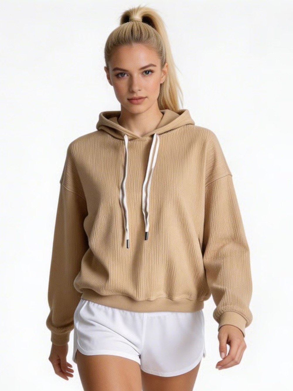 AERIE | Tan Textured Hoodie Sweatshirt Sz S